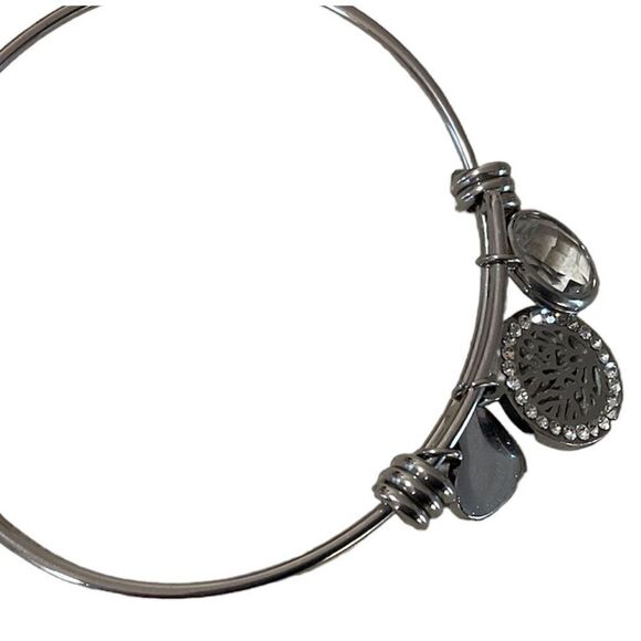 Silver Tone Adjustable Bracelet with Charms - Picture 2 of 3
